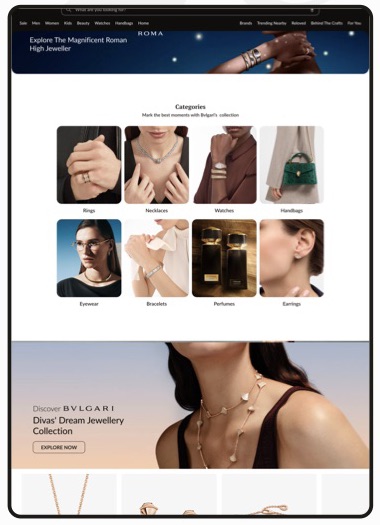Bvlgari digital boutique homepage